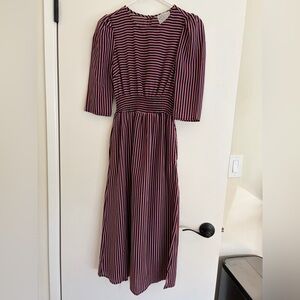 Striped Midi Dress in Red/Navy